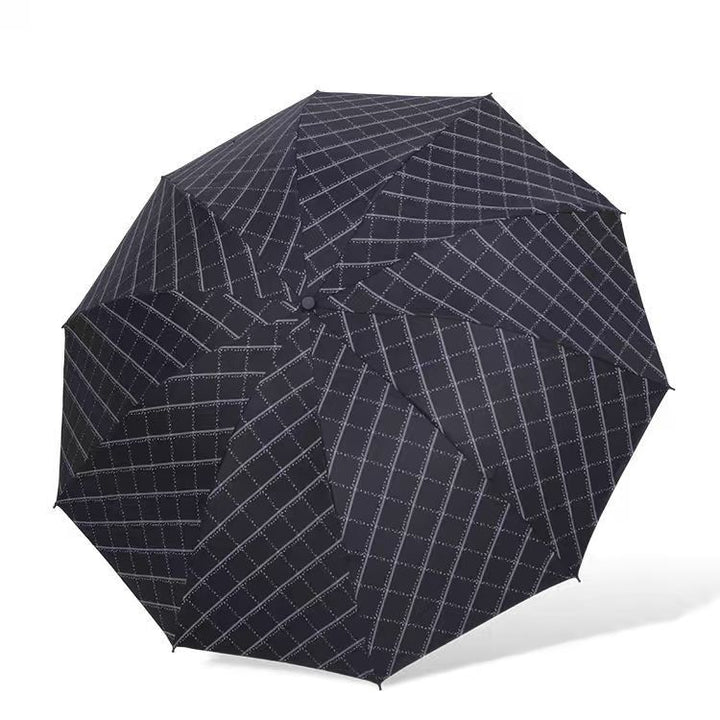 Compact Windproof Automatic Folding Umbrella with Geometric Grid Canopy Bowlift