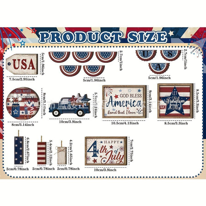 Unisex nan patriotic wood decor set for wall and door with versatile USA motifs Bowlift