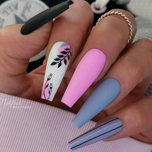 Creative Floral-Themed Press-On Nails Bowlift