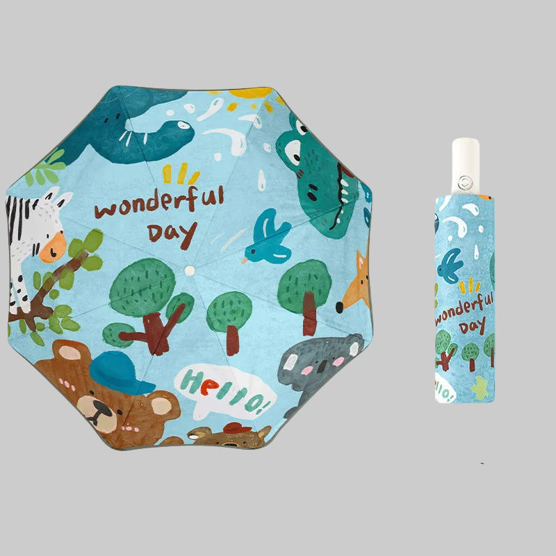 Women's Folding Umbrella with Space Design Bowlift