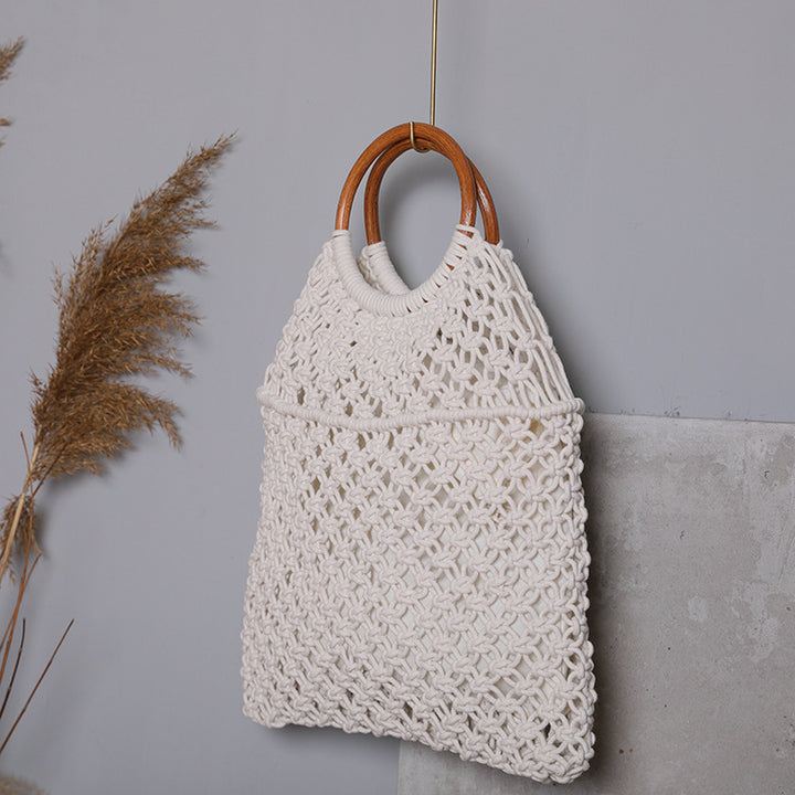 Macrame bag with wooden handle Bowlift