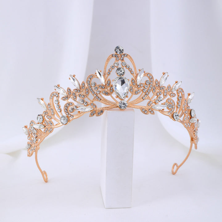 Ladies Elegant Hair Crown with Filigree Crystal Decorations Bowlift