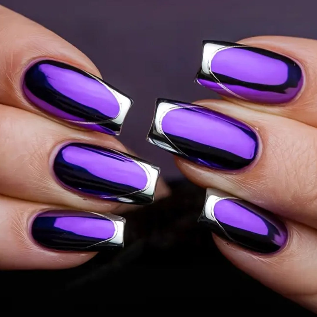 Metallic Tip Gel Nail Art Extensions Bowlift