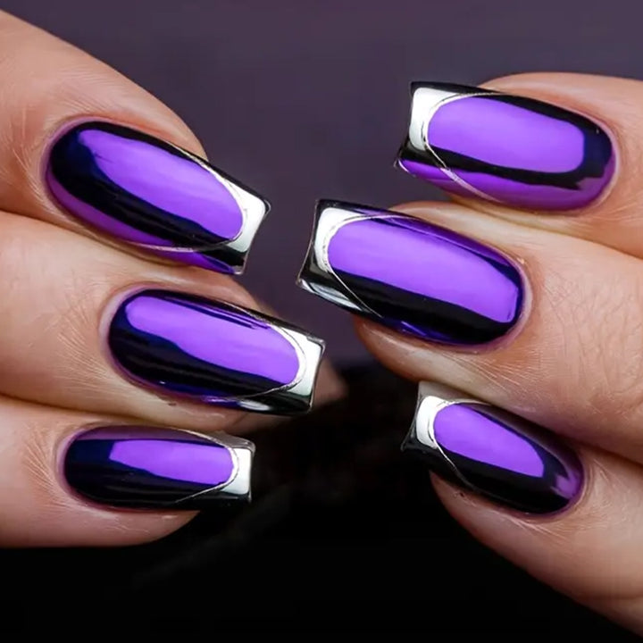 Metallic Tip Gel Nail Art Extensions Bowlift