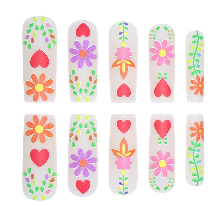 Decorative Floral Press-On Nails Bowlift
