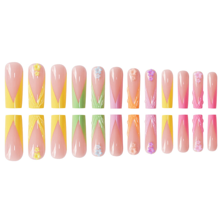 Floral Accent Long Nail Extensions Bowlift