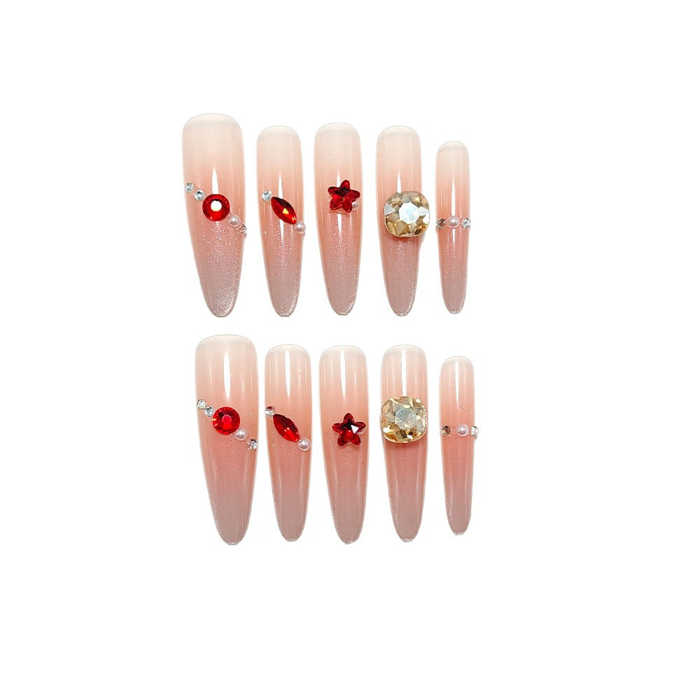 Sparkling artificial nails with decorative rhinestones Bowlift