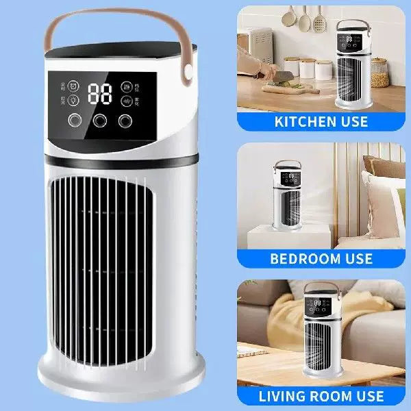 Unisex universal size portable tower evaporative air cooler with LED touch display programmable thermostat and ergonomic carrying handle Bowlift