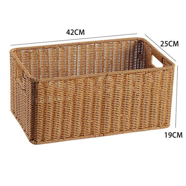 Handcrafted Large Rectangular Wicker Storage Basket Bowlift