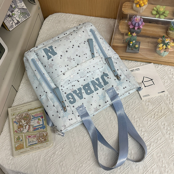Multi-Compartment Star-Printed School Backpack