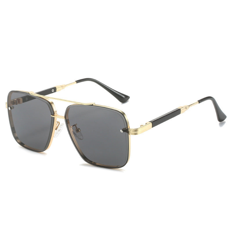 Women Geometric Oversize Sunglasses with Filigree Metal Frame Bowlift