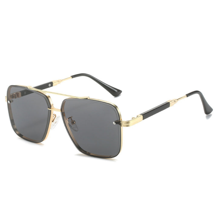 Women Geometric Oversize Sunglasses with Filigree Metal Frame Bowlift