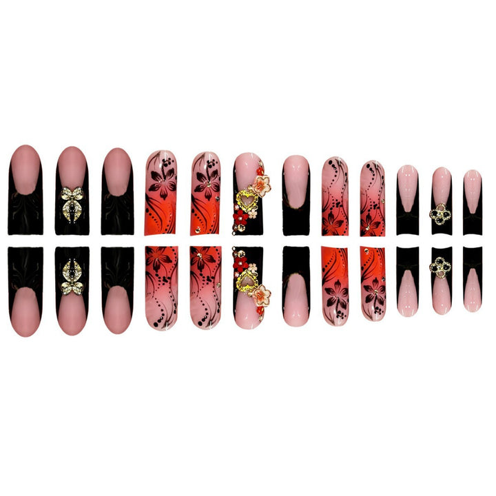 Decorative Floral Design Press-On Nails Bowlift