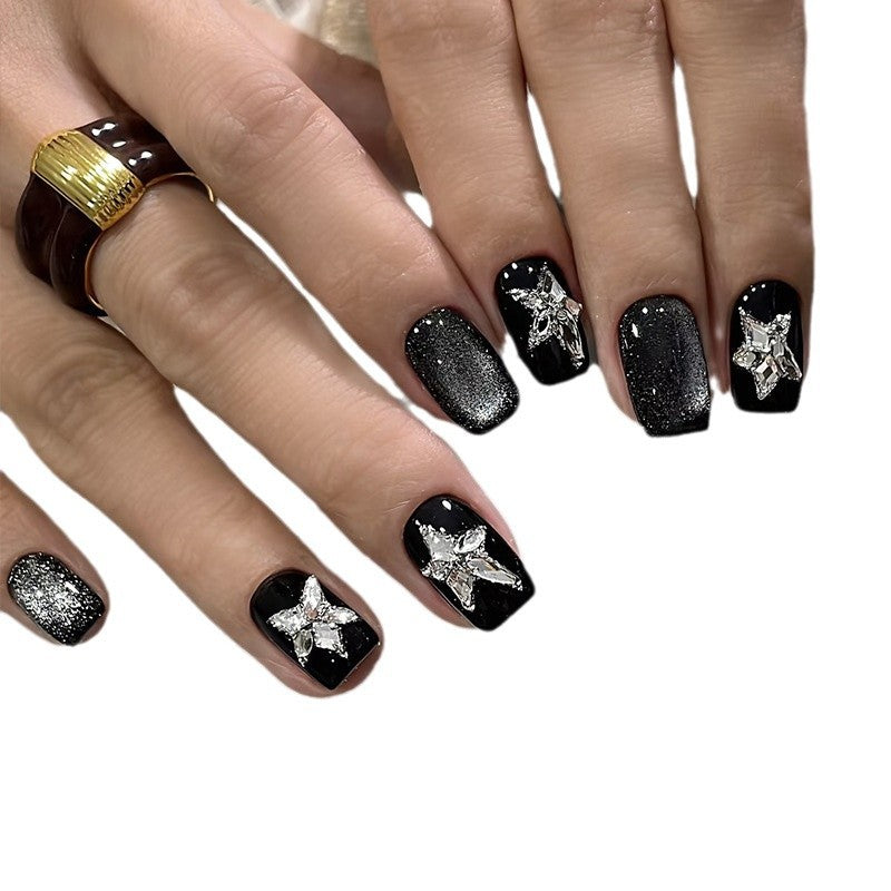 Glamorous Artificial Nail Tips with Rhinestone Details Bowlift