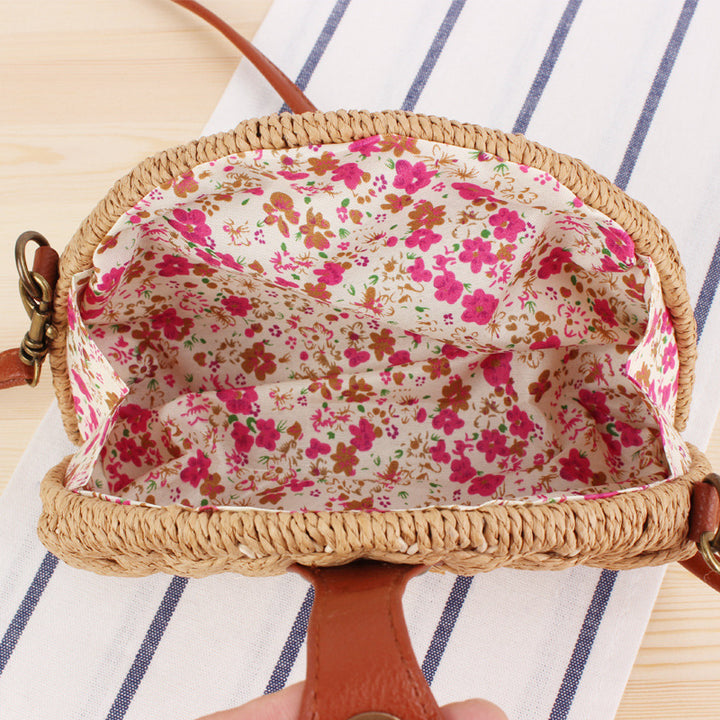 Rattan Shoulder Bag In Crescent Shape Design Bowlift