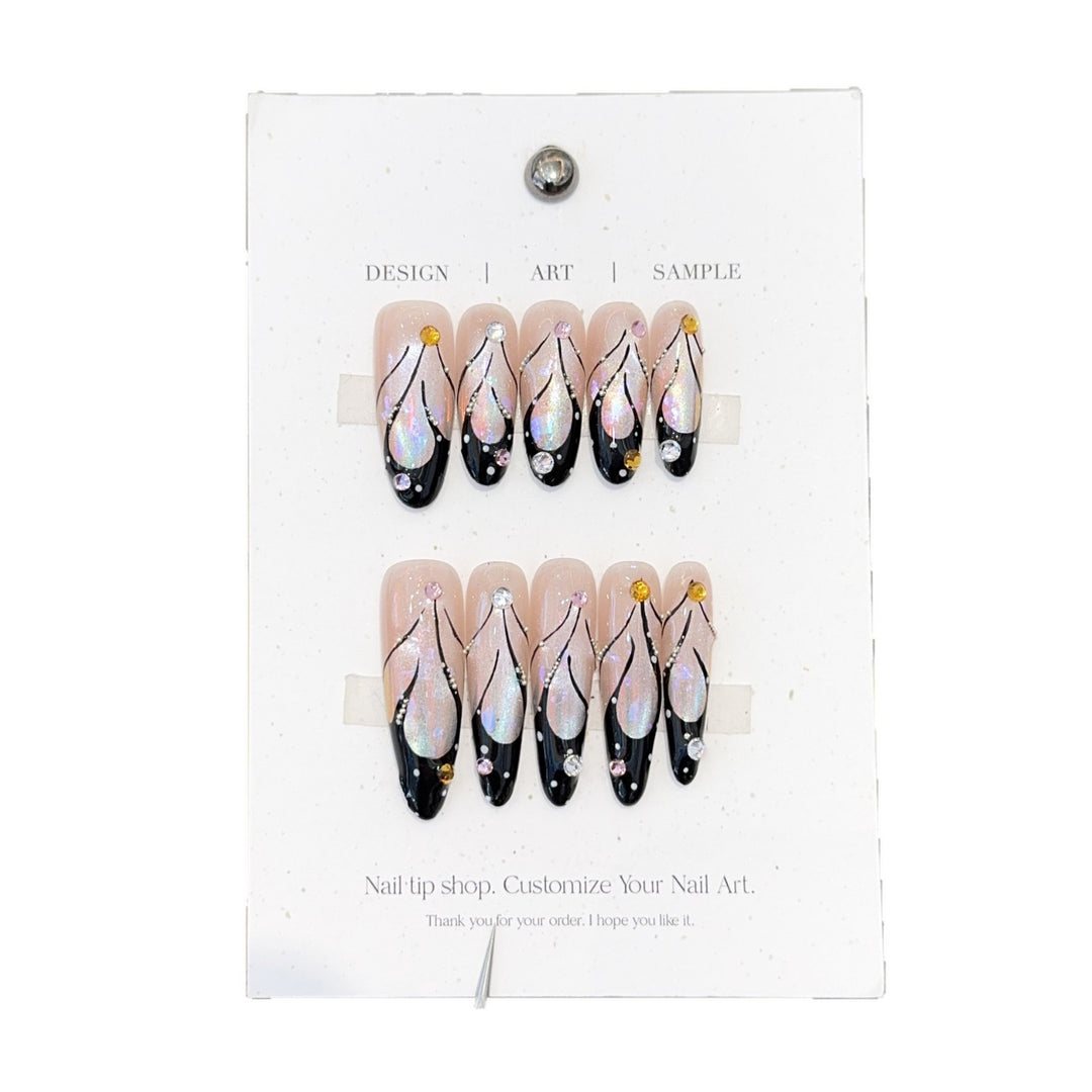Artificial nails with artistic holographic accents Bowlift