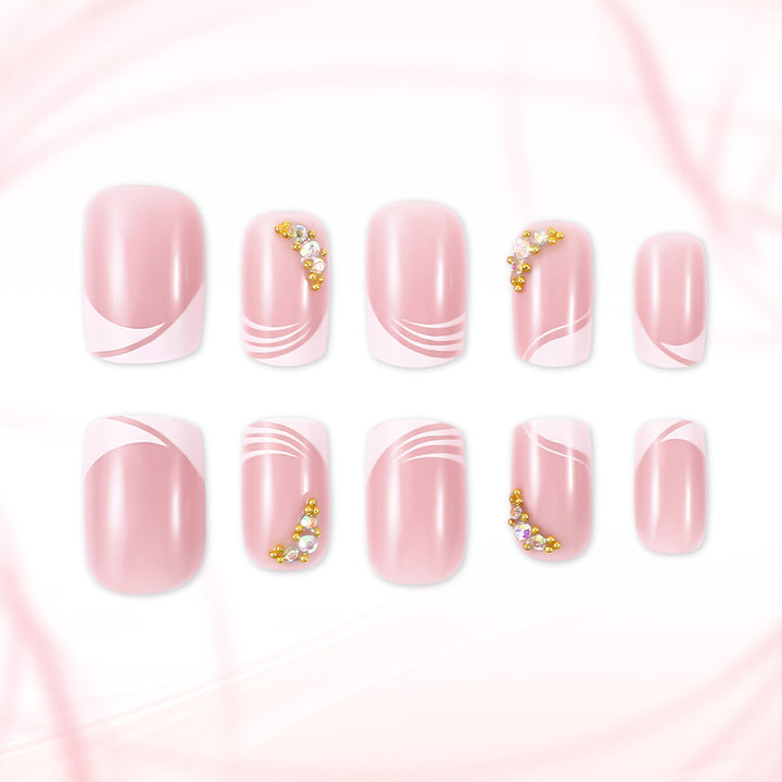 Elegant French Tip Press-On Nail Art Bowlift