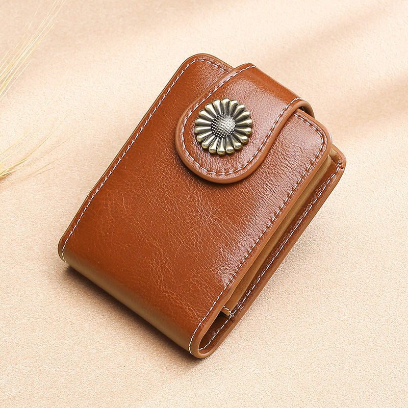 Vintage Leather Buttoned Coin Purse Bowlift