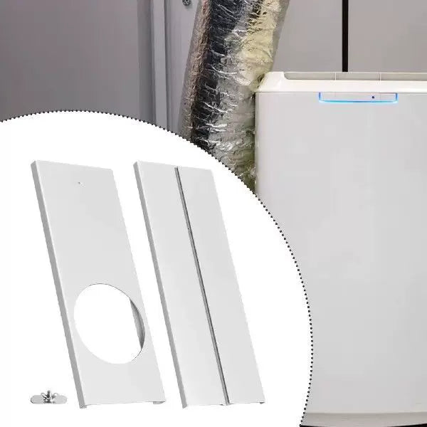 Unisex One Size Portable Air Conditioner Window Ventilation Plate Adapter with Circular Exhaust Cutout and Adjustable Slide Panel Bowlift
