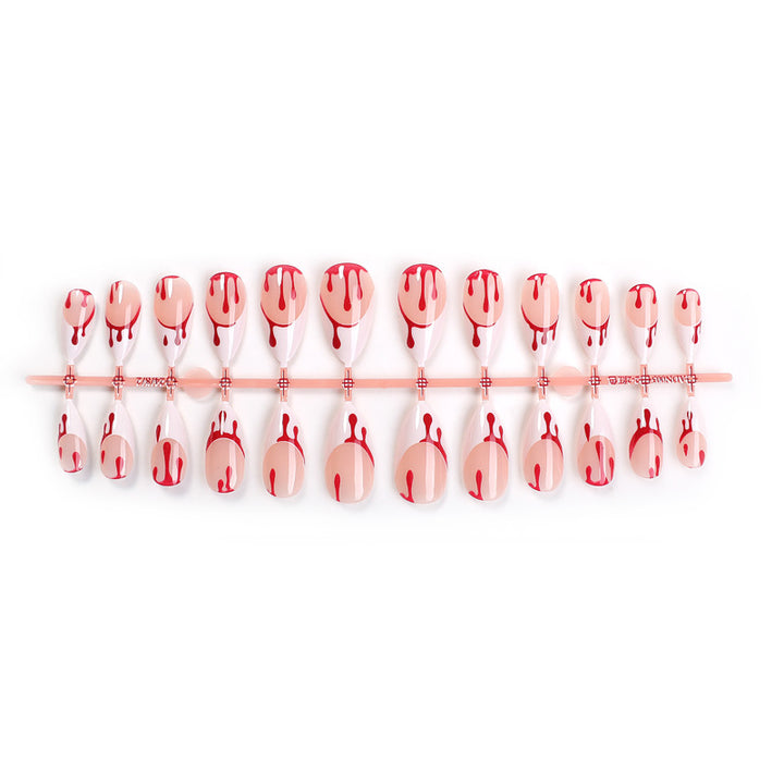 Artistic Blood Drip Themed Press-On Nails Bowlift
