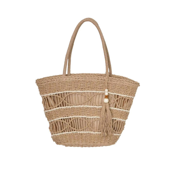 Braided basket bag with tassel details Bowlift
