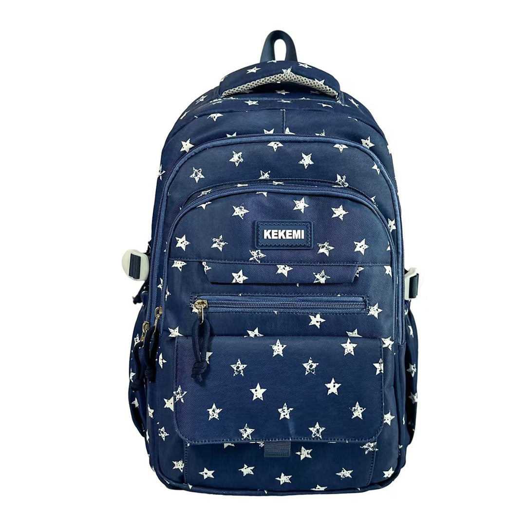 Multi-Pocket Star Pattern Backpack Bowlift