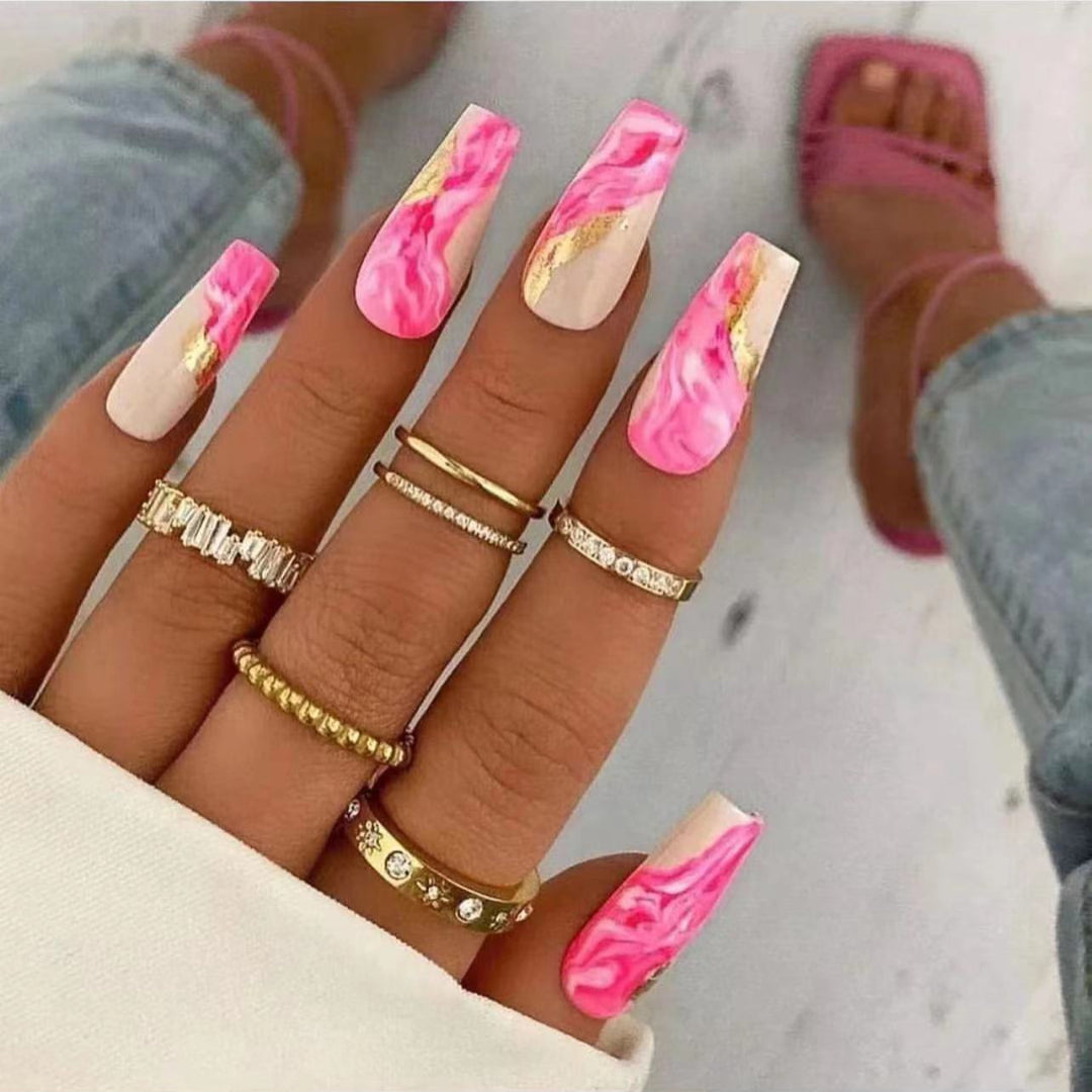 Marble Design Nail Art Bowlift
