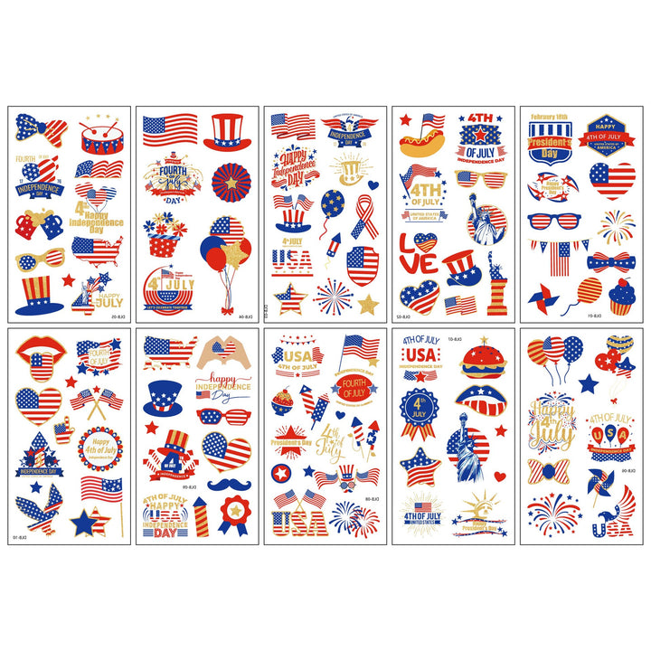 Unisex nan patriotic multiple sticker sheets with USA symbols and self-adhesive vinyl Bowlift