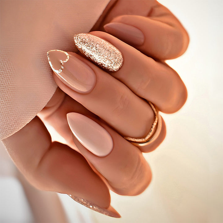 Acrylic nail set with heart and glitter design Bowlift