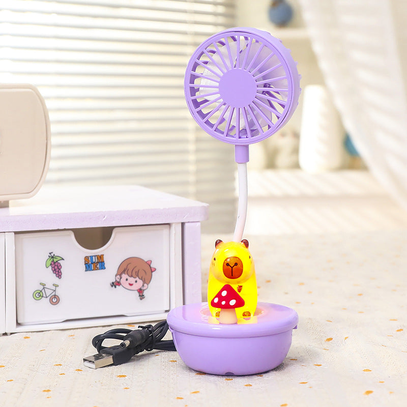 Women Portable Hand Fan with LED Panda Design Bowlift