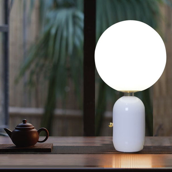 Contemporary Globe Table Lamp with Metallic Base