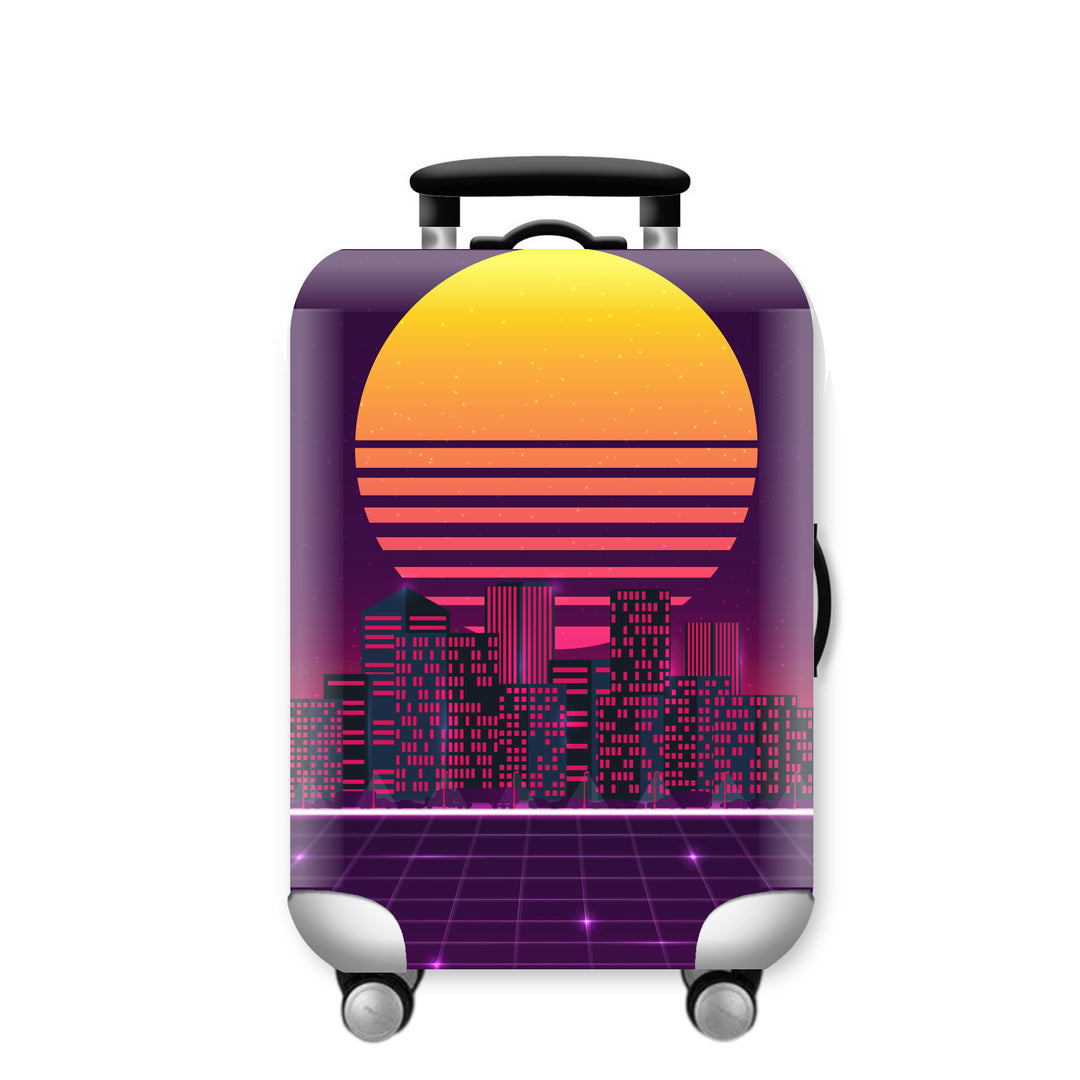 Unisex Hard Shell Travel Suitcase with Urban Skyline Design Bowlift