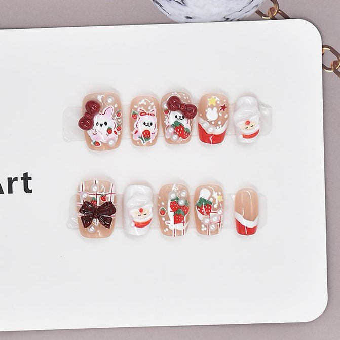 Festive Character-Themed Press-On Nail Set Bowlift