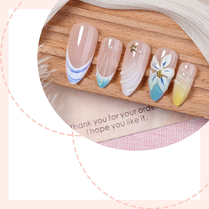 Premium Floral Art Press-On Nail Set Bowlift