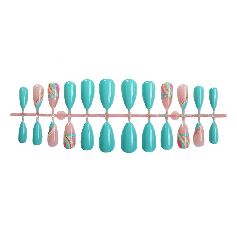 Artistic Press-On Nails Set with Unique Swirl Patterns Bowlift
