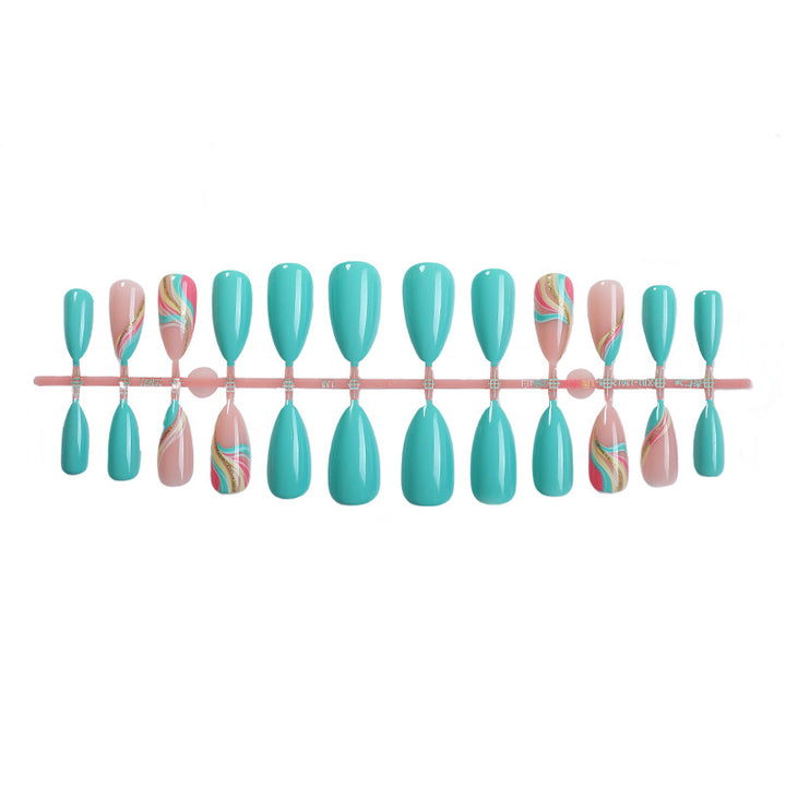 Artistic Press-On Nails Set with Unique Swirl Patterns Bowlift