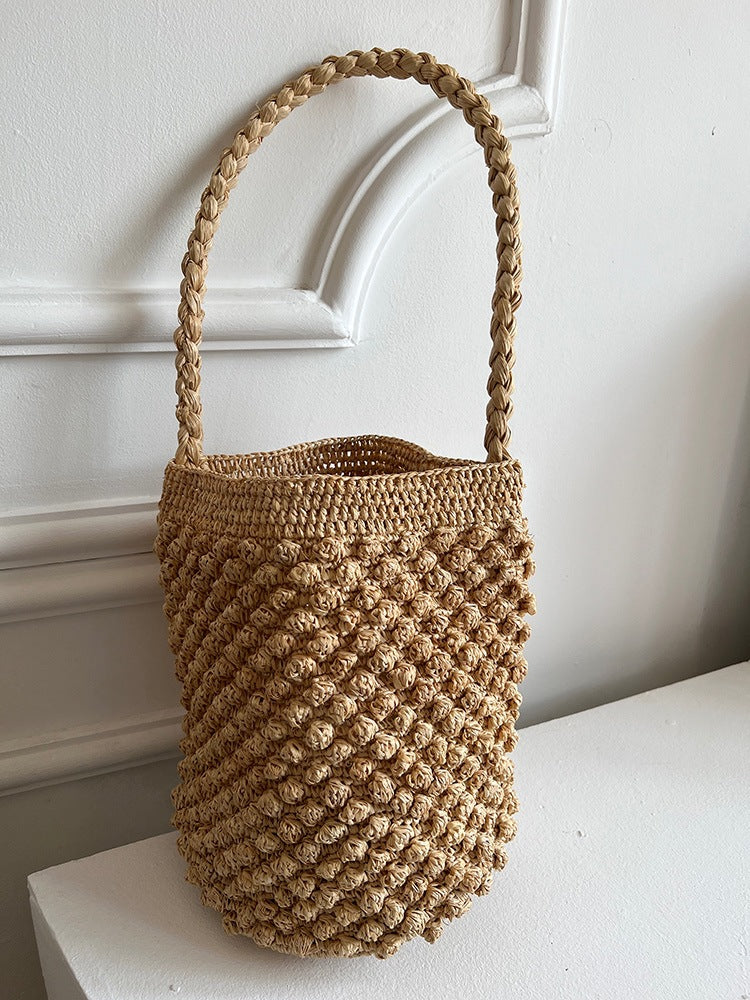 Handcrafted Leisure Bag Made of Woven Straw Bowlift