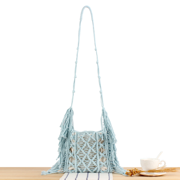 Handbag with Artistic Macramé Design Bowlift 1784182970