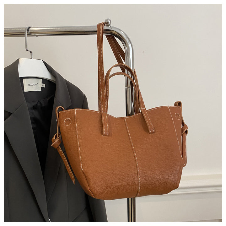 Textured Leather Everyday Tote Bag Bowlift