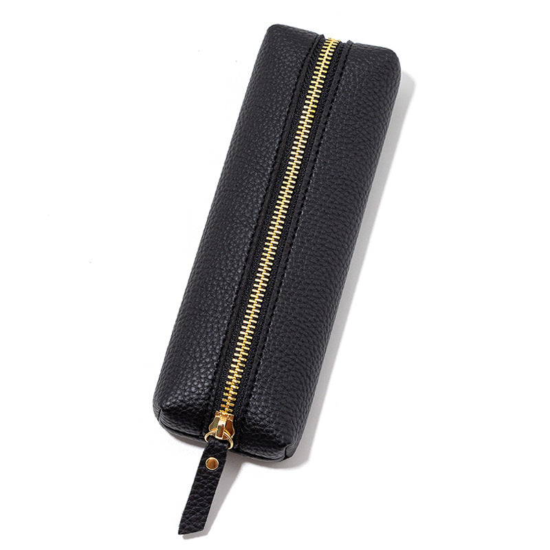 Premium Leather Zippered Pencil Case Bowlift