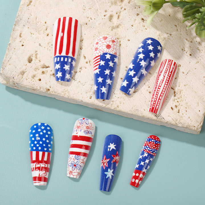 Creative Nail Art Artificial Nails in Patriotic Design Bowlift