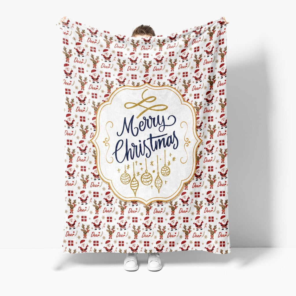 Festive Holiday-Themed Fleece Throw Blanket