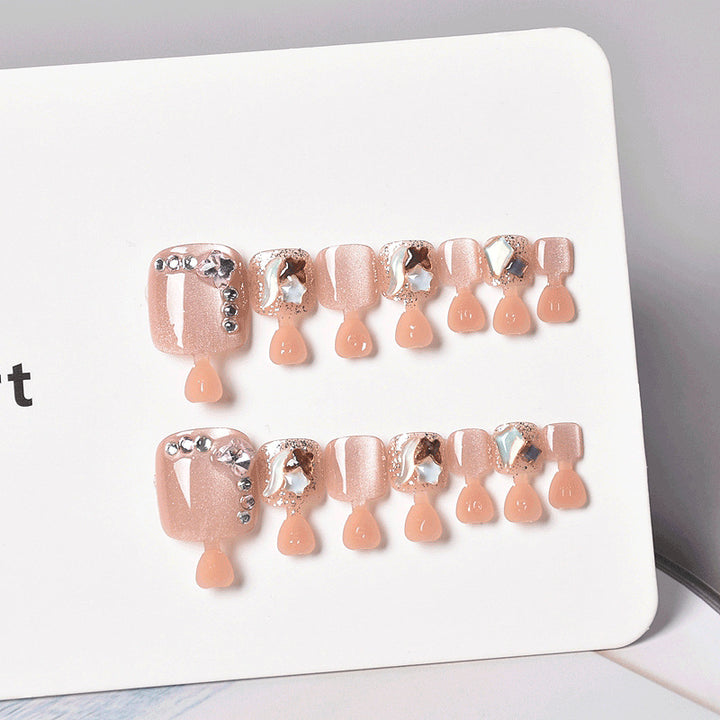 Decorative Press-On Pedicure Nail Set Bowlift