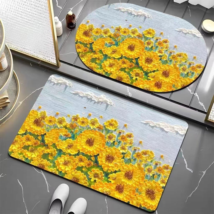 Floral Patterned Bath Mat Bowlift