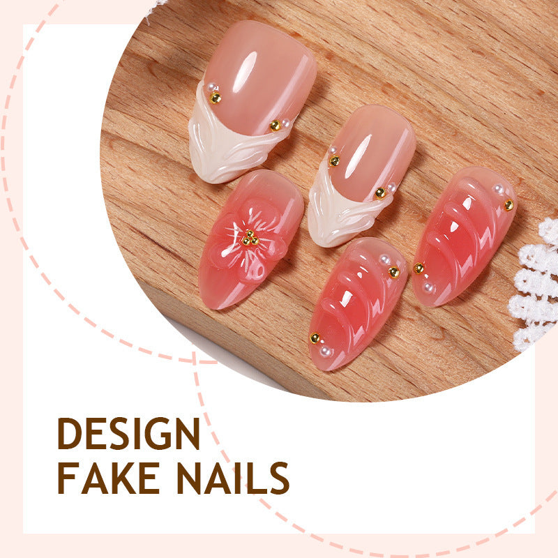Nail set with luxurious flower and glitter accents Bowlift