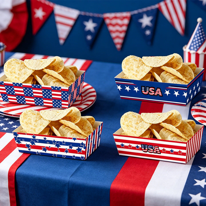 Unisex nan decorative gift boxes made of sturdy cardboard with foldable plug bottom and Americana star-and-stripes pattern Bowlift
