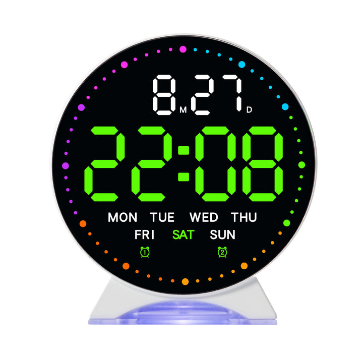 Digital alarm clock with large LED display and multifunctional display Bowlift