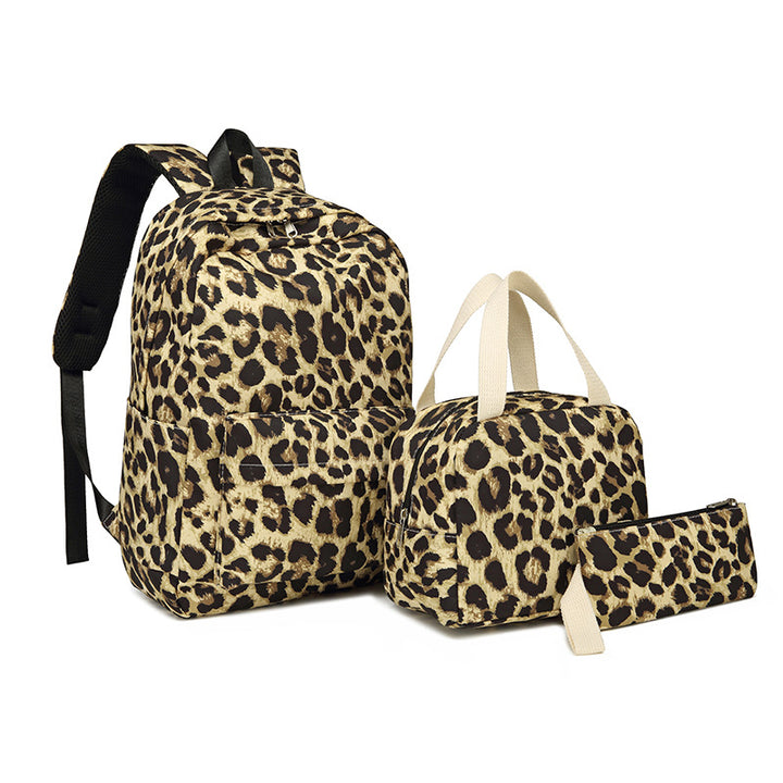 Stylish Leopard Print Backpack and Accessory Set Bowlift