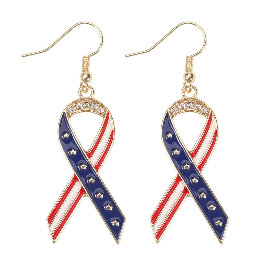 Women's filigree earrings in flag design with crystal stripes and enamel trim Bowlift
