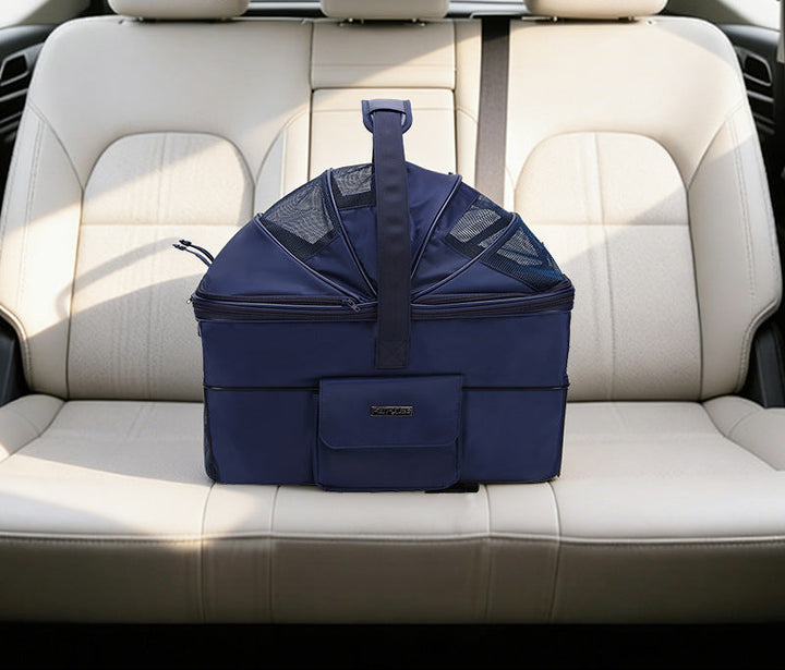 collapsible breathable pet carrier bag with reinforced base and padded handles Bowlift